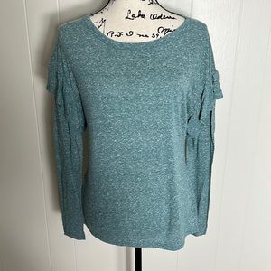 Teal Ruffle Sleeve Top